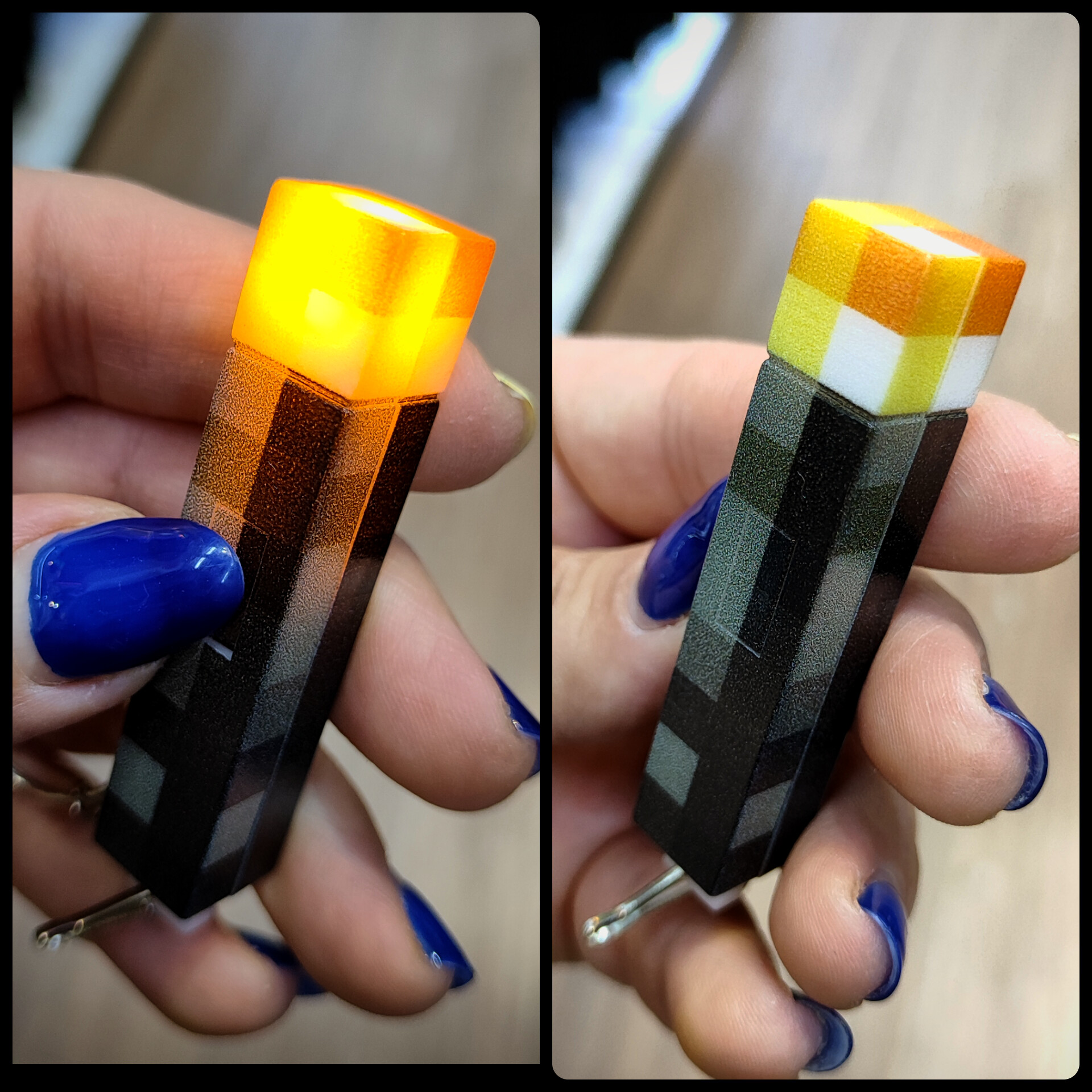 جاکلیدی چراغ‌دار مشعل ماینکرفت (Minecraft Torch Keychain)