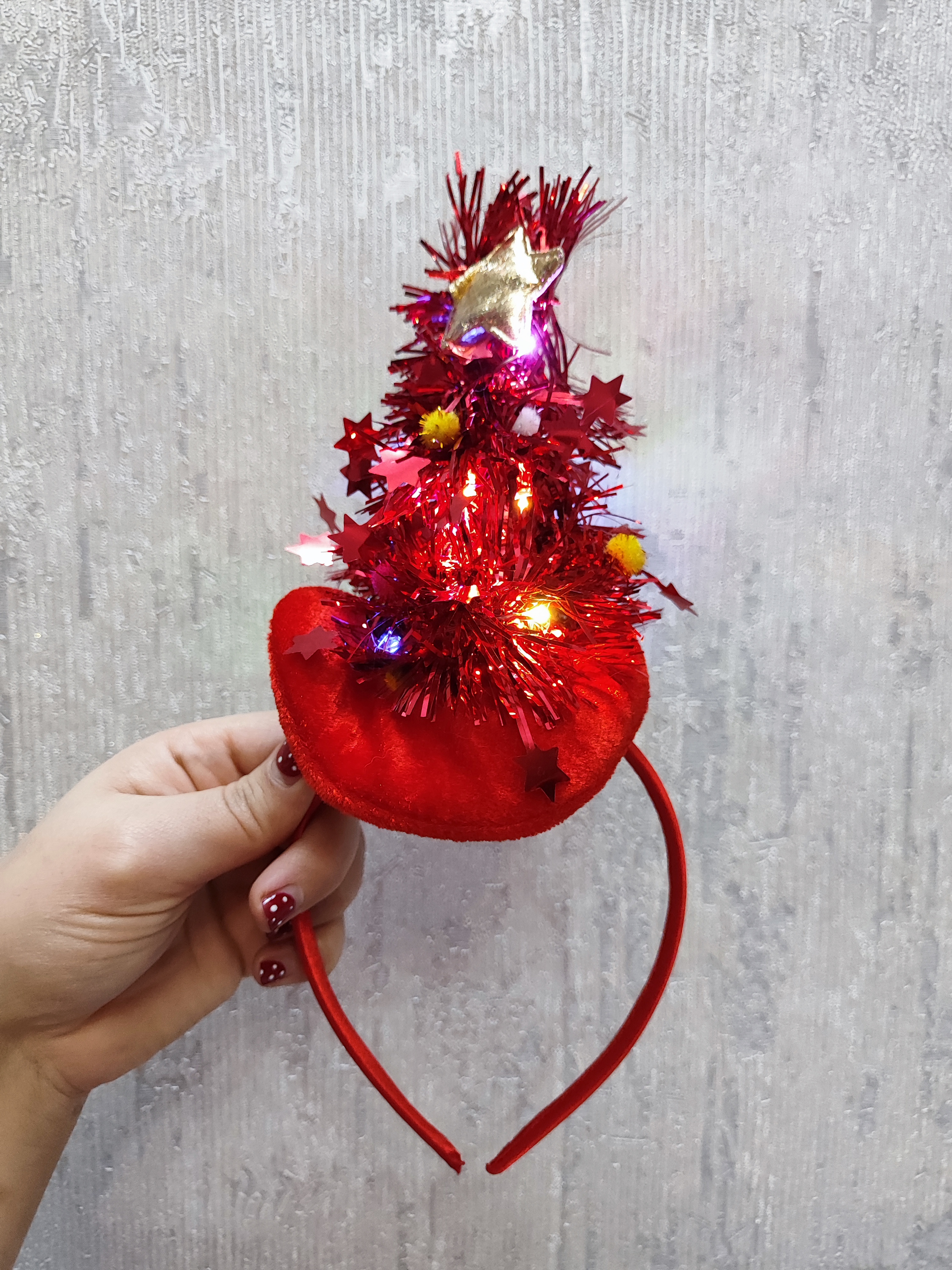 کلاه کیریسمسی نورانی دخترانه | کلاه کریسمس چراغ‌دار سبز فانتزی