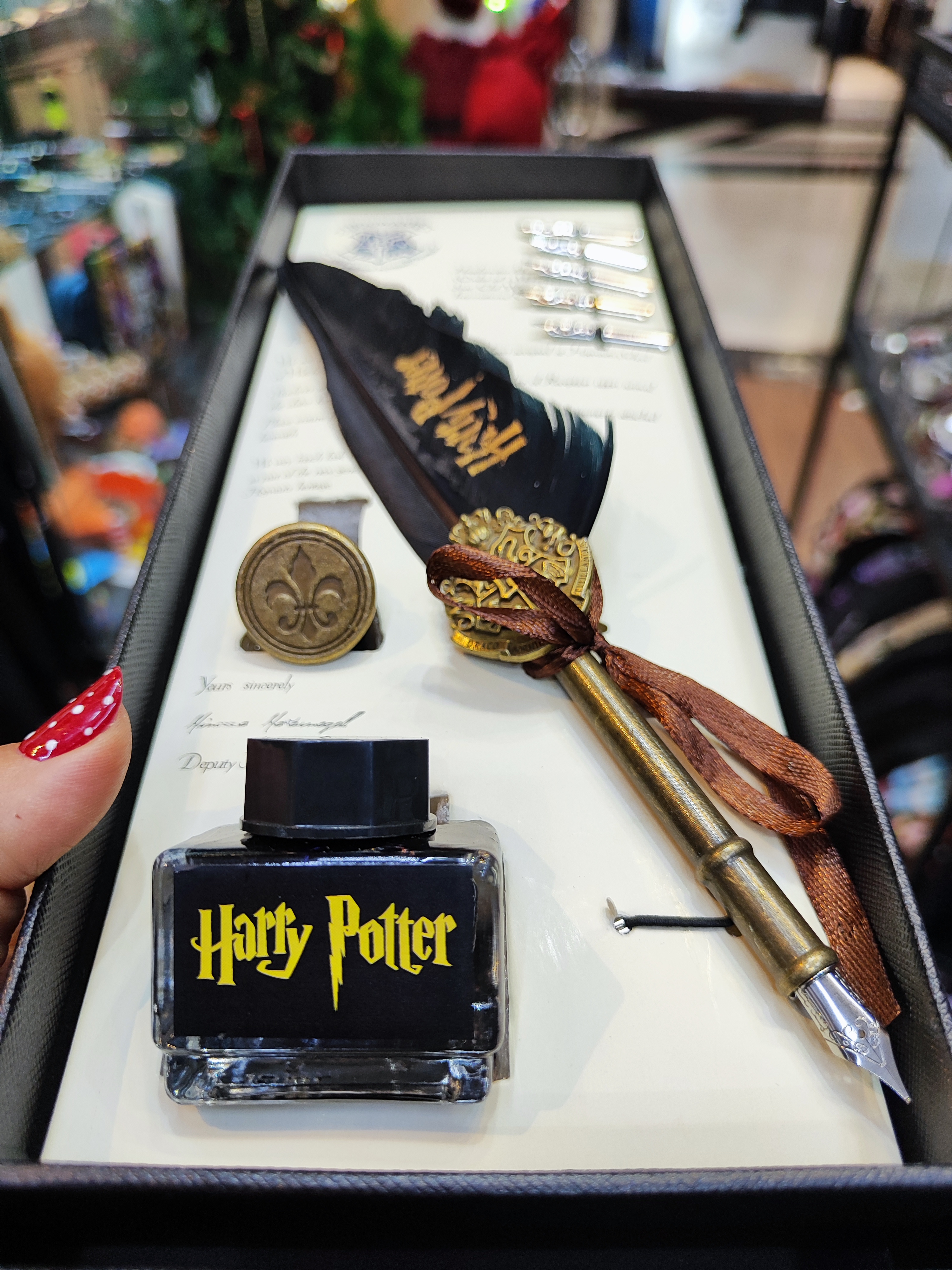 قلم جادویی پر هری پاتر | نسخه لوکس فلزی + جوهر + مهر هاگوارتز
