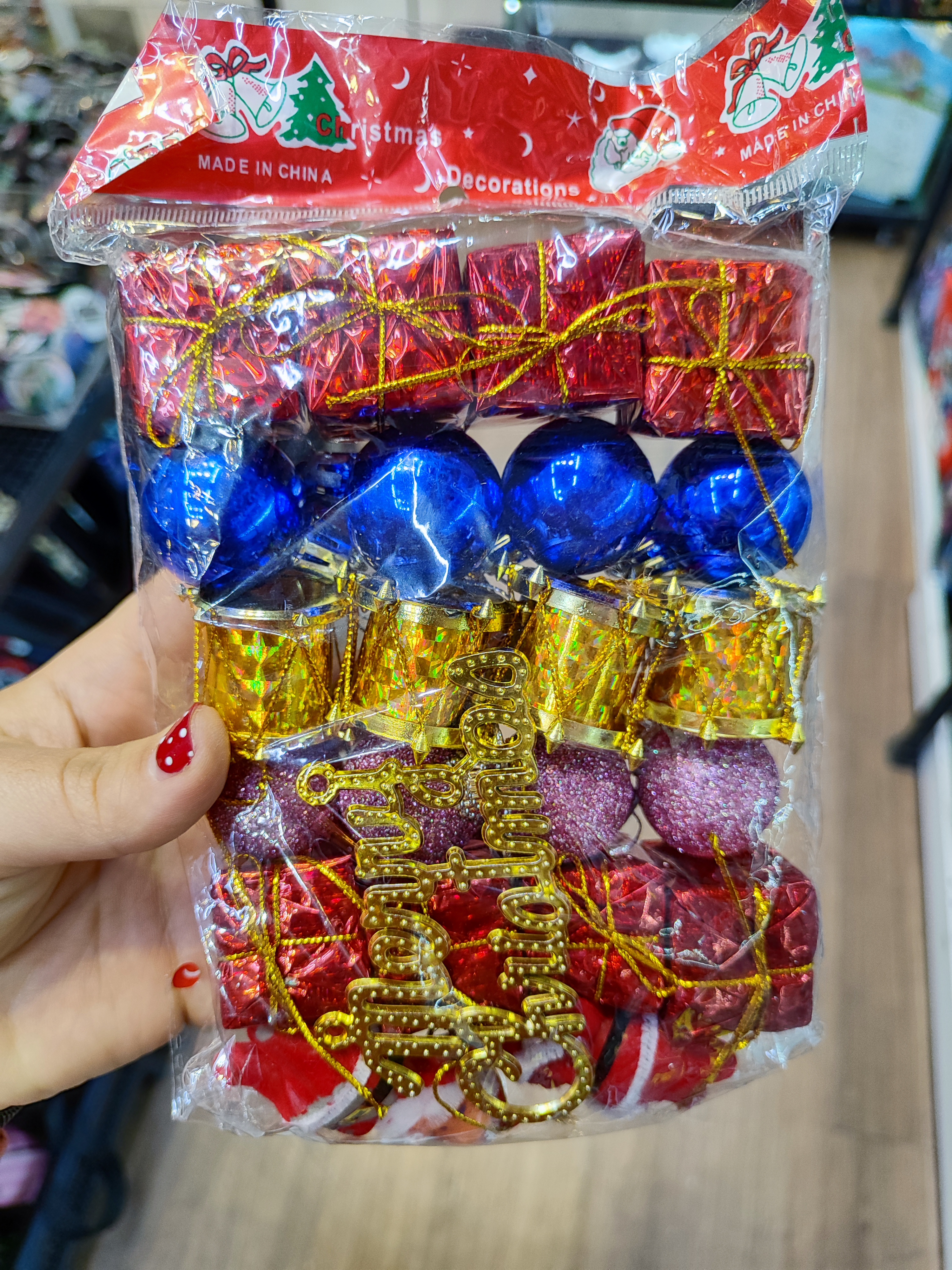 پک تزیین رنگی درخت کریسمس 23 تکه | سایز کوچک، فانتزی و ترندی